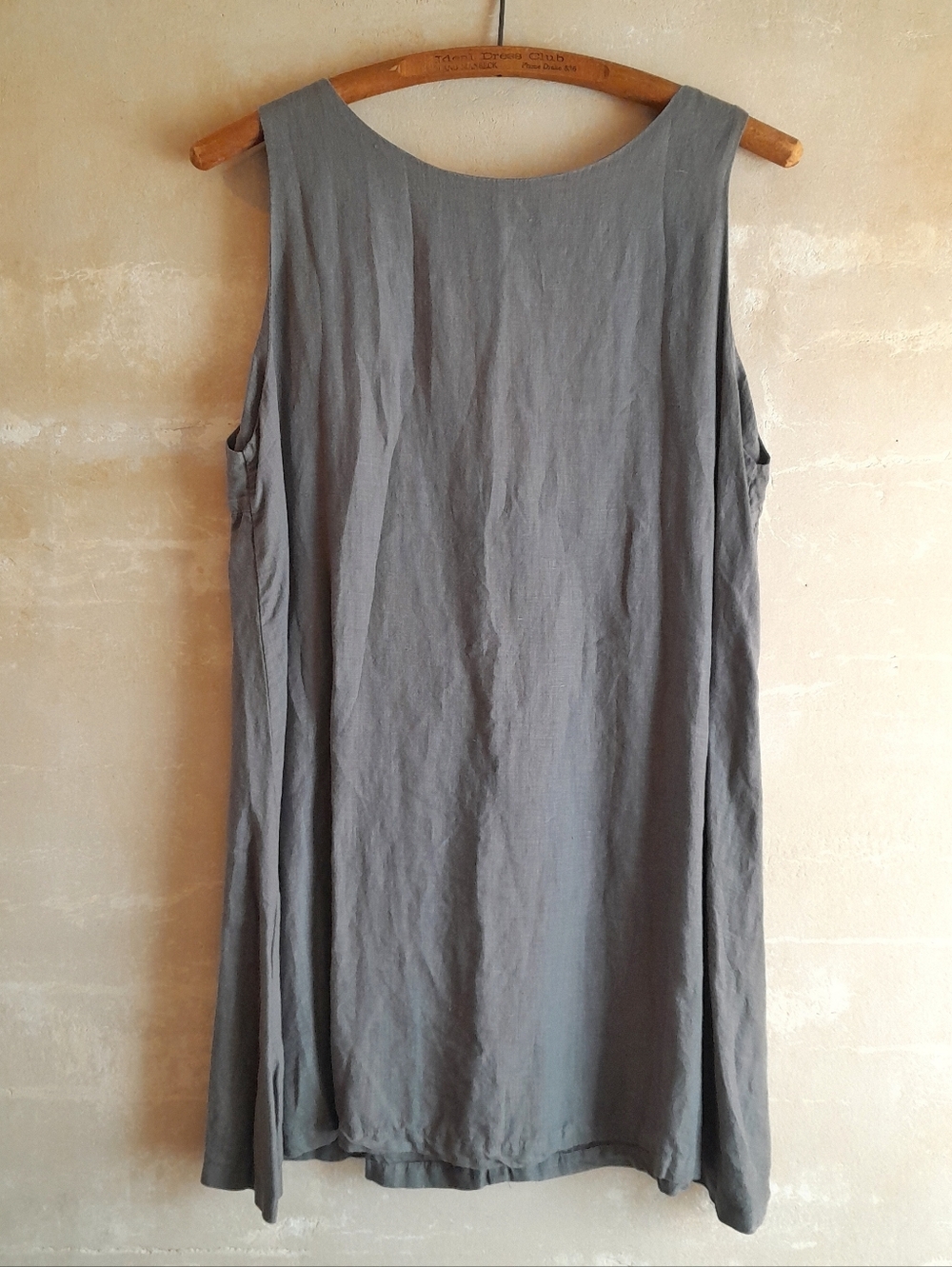545a. gray vintage Cut Loose 100% linen sleeveless a line mini dress, S
